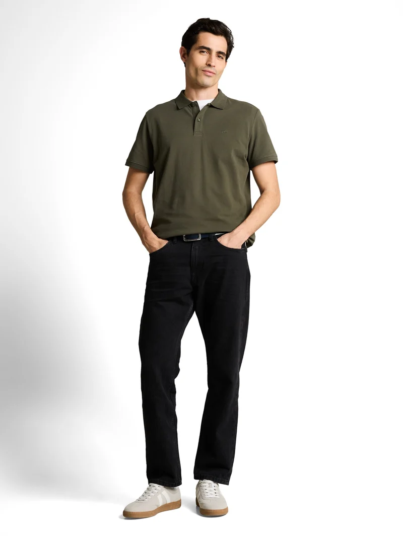 basic polo with contrast, deep leaf green