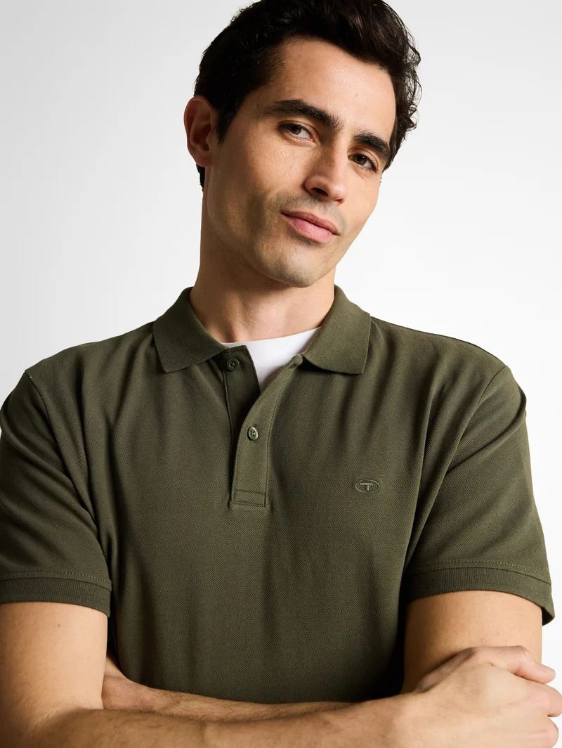basic polo with contrast, deep leaf green