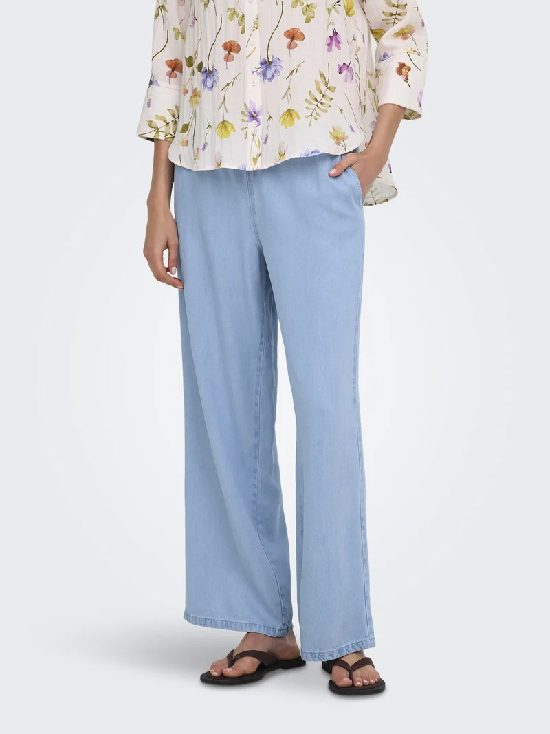JDYMIRA MW WIDE STRING PANT PNT NOO, Light Blue Denim