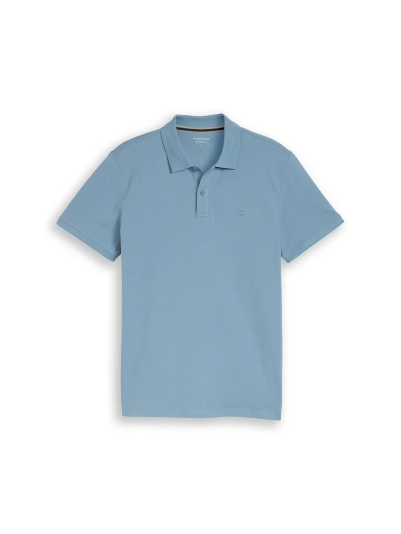 basic polo with contrast, mountain spring blue