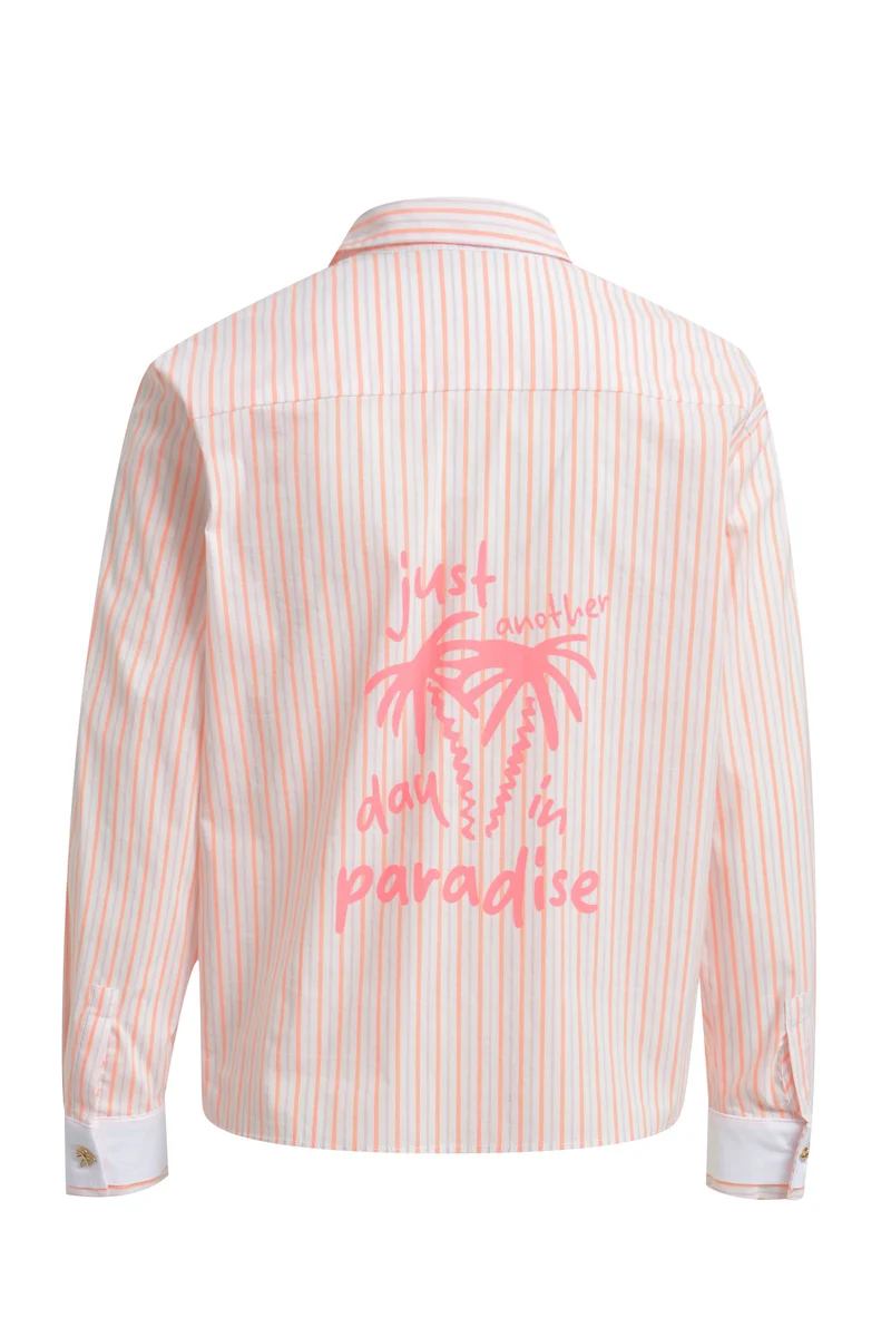 SHORT FITTED STRIPE BLOUSE BACK PRI, OFFWHITE PRINT