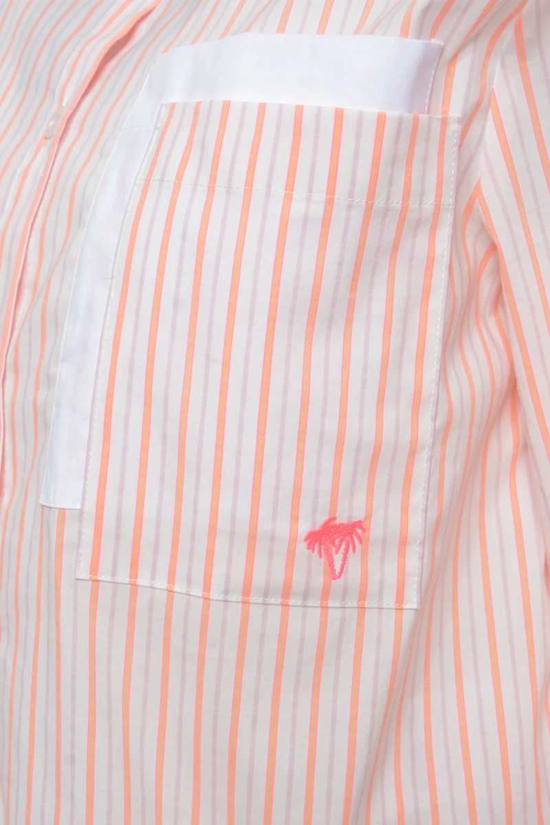 SHORT FITTED STRIPE BLOUSE BACK PRI, OFFWHITE PRINT