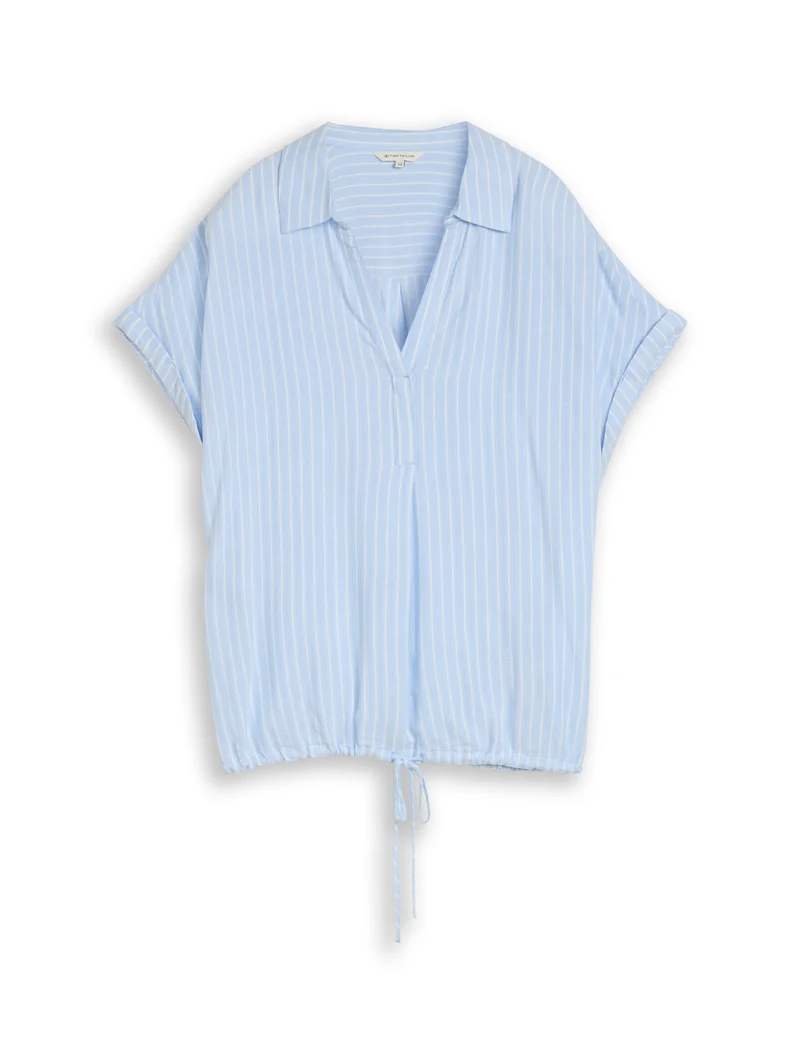 blouse striped shortsleeve, blue white stripe