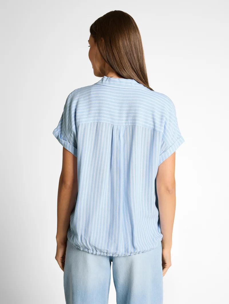 blouse striped shortsleeve, blue white stripe