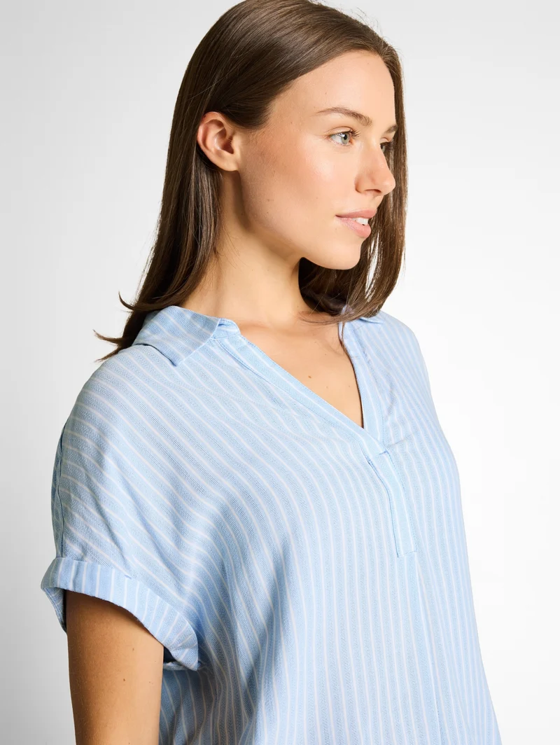 blouse striped shortsleeve, blue white stripe