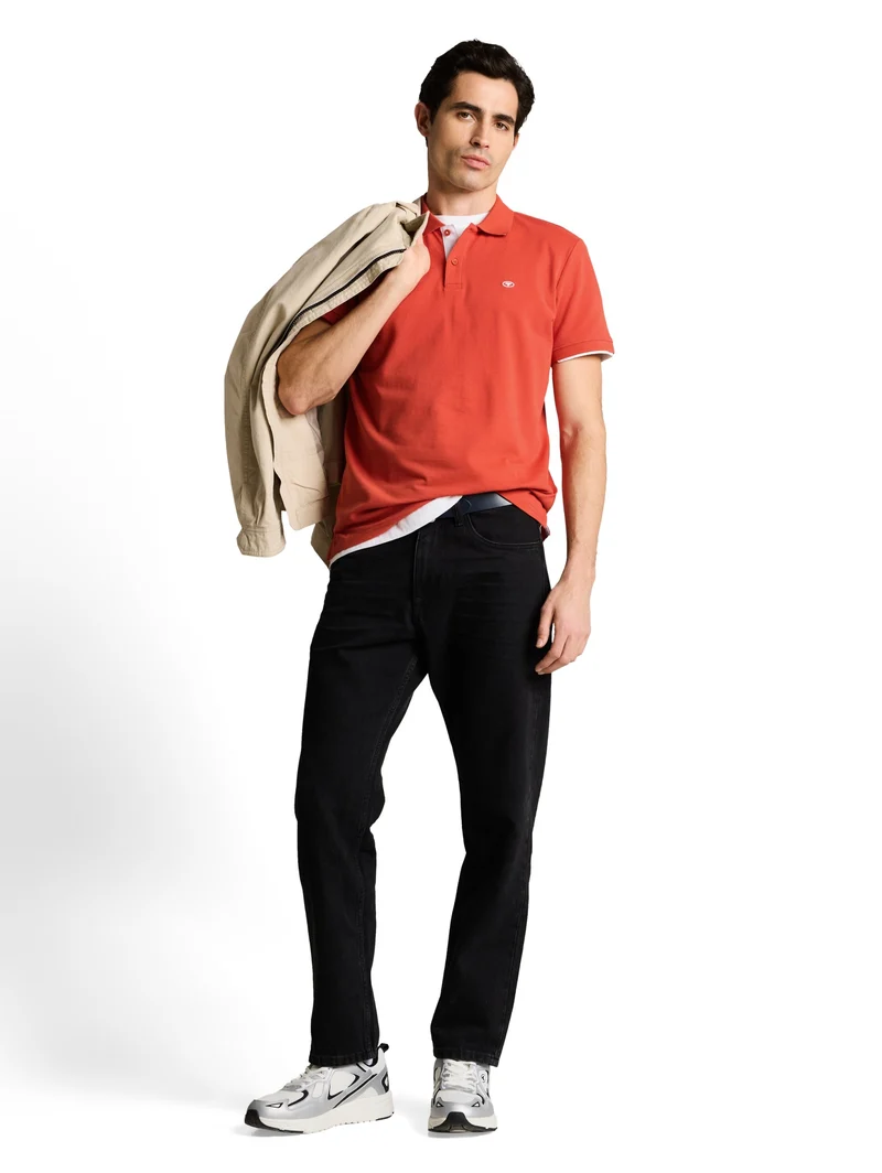 basic polo with contrast, Chili Orange
