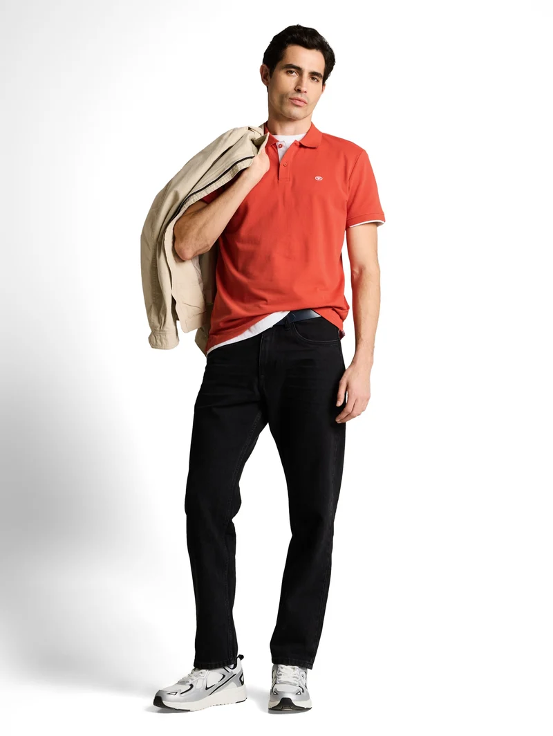 basic polo with contrast, Chili Orange