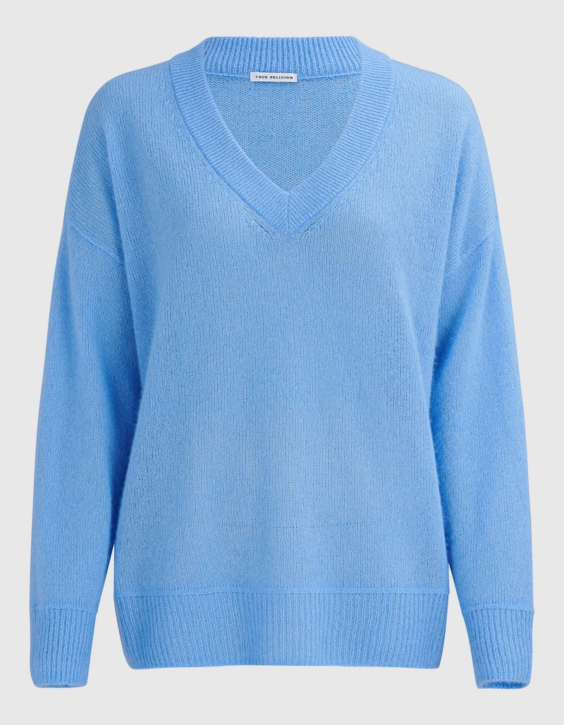 Oversize Kaschmir-Seiden-Pullover Amara mit V-Ausschnitt