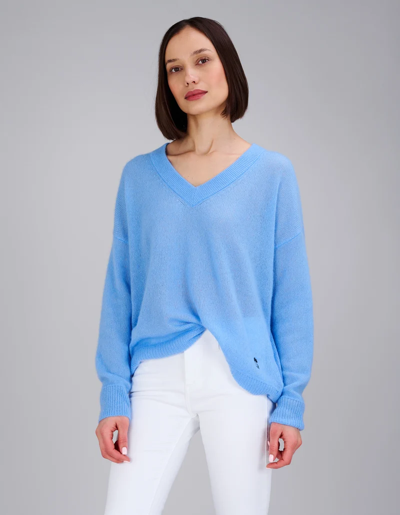 Oversize Kaschmir-Seiden-Pullover Amara mit V-Ausschnitt