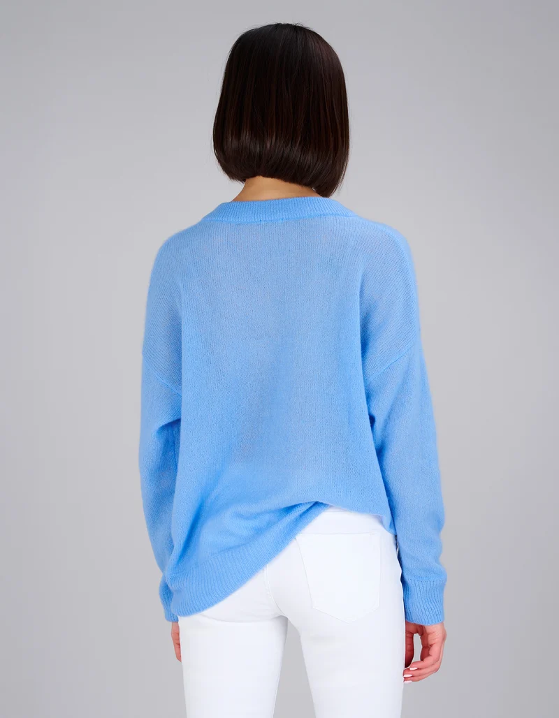 Oversize Kaschmir-Seiden-Pullover Amara mit V-Ausschnitt
