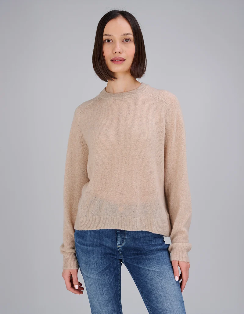 Kaschmir-Seide-Mix Raglan-Pullover Amara Saddle Crew