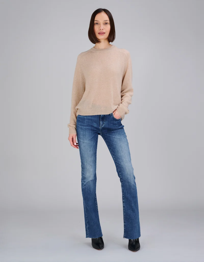 Kaschmir-Seide-Mix Raglan-Pullover Amara Saddle Crew