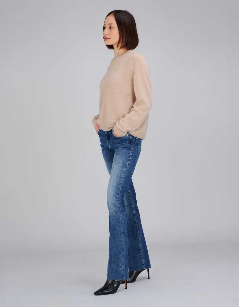 Kaschmir-Seide-Mix Raglan-Pullover Amara Saddle Crew