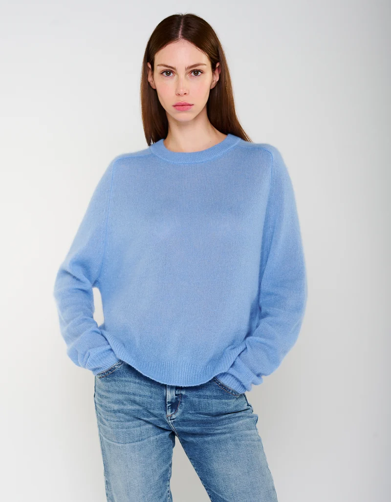 Kaschmir-Seide-Mix Raglan-Pullover Amara Saddle Crew