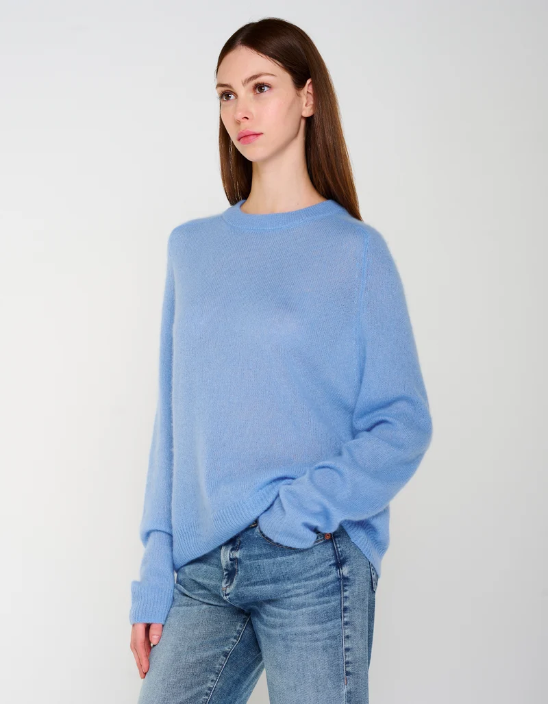 Kaschmir-Seide-Mix Raglan-Pullover Amara Saddle Crew