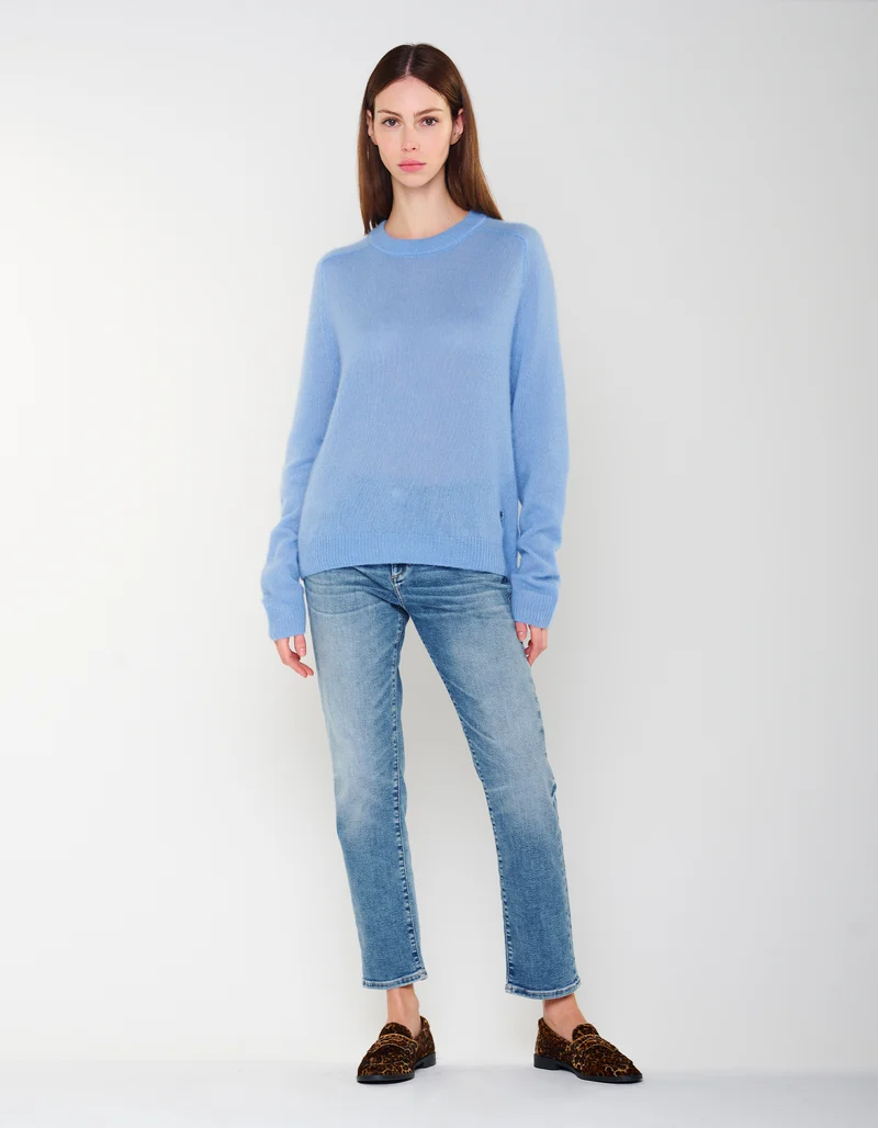 Kaschmir-Seide-Mix Raglan-Pullover Amara Saddle Crew