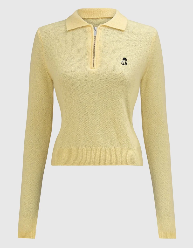 Kaschmir-Seiden-Pullover Amara mit Polo-Kragen