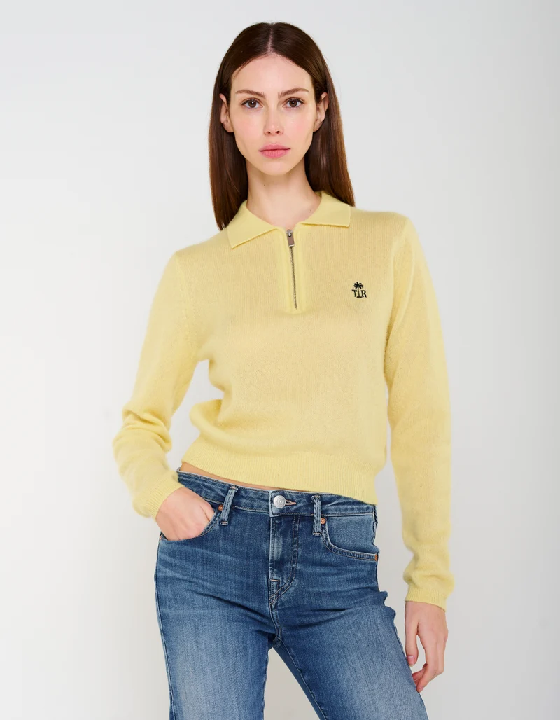 Kaschmir-Seiden-Pullover Amara mit Polo-Kragen