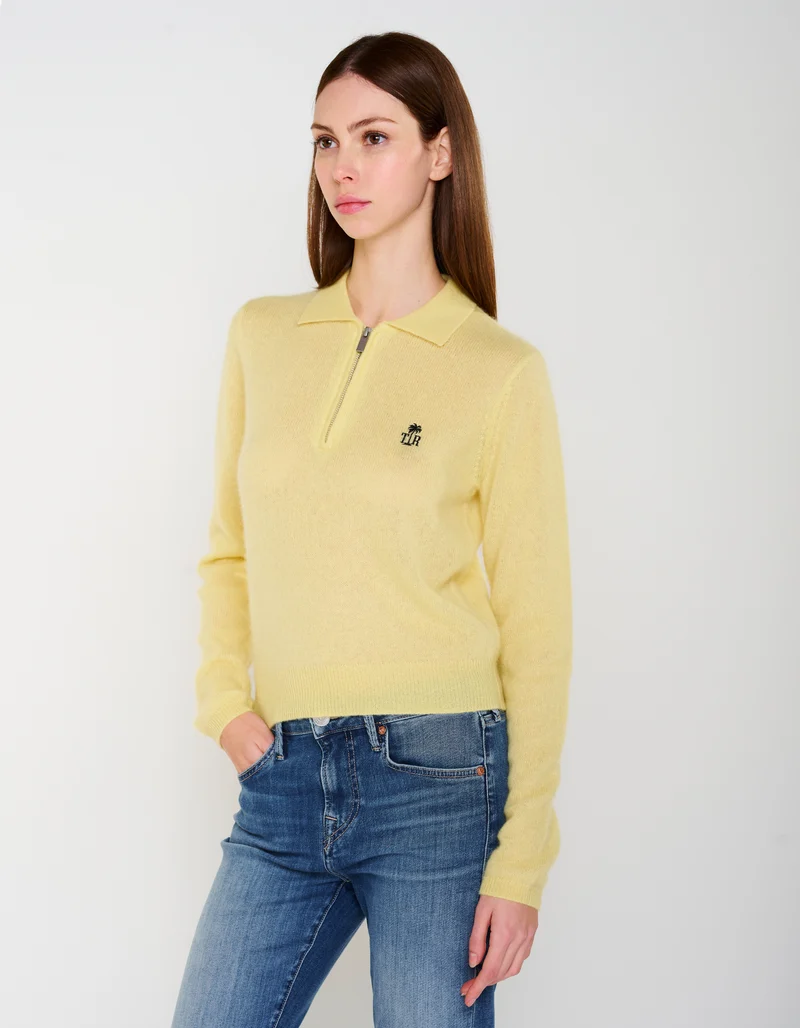 Kaschmir-Seiden-Pullover Amara mit Polo-Kragen