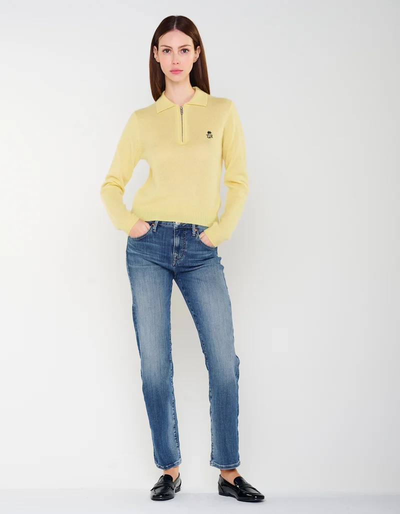 Kaschmir-Seiden-Pullover Amara mit Polo-Kragen