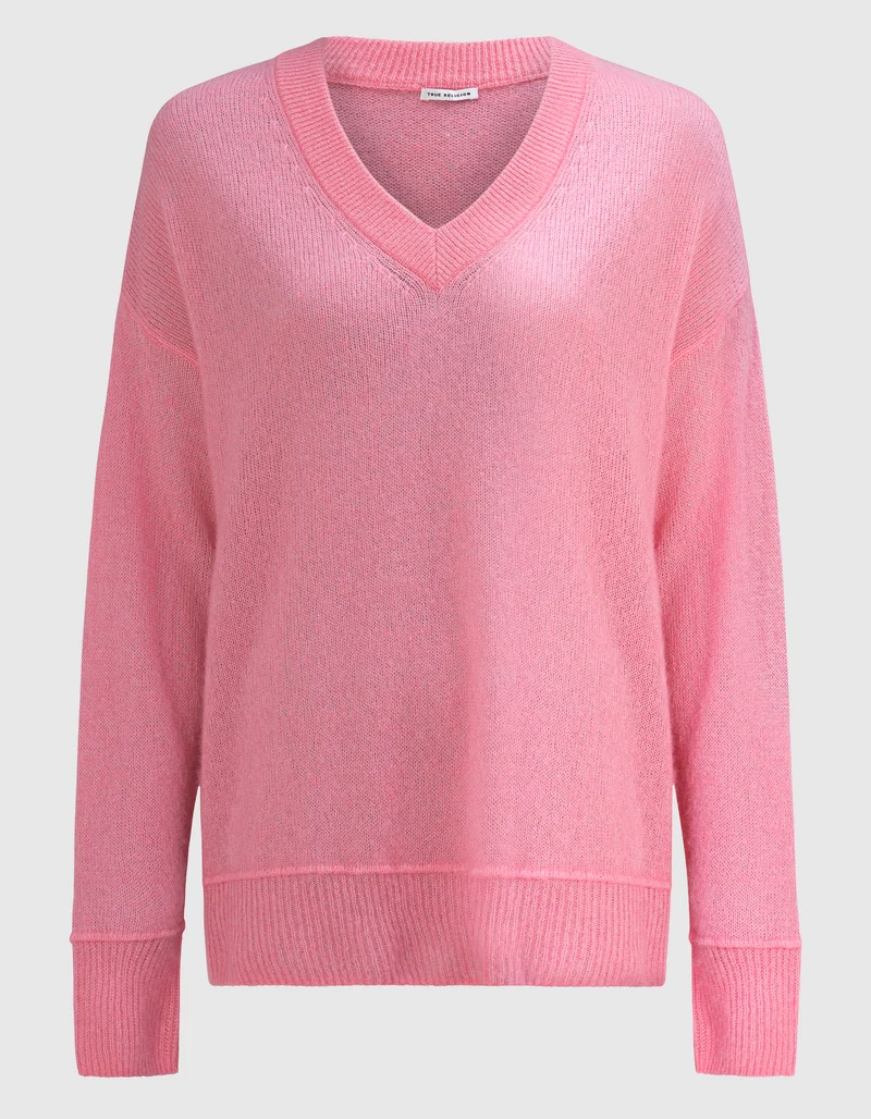 Oversize Kaschmir-Seiden-Pullover Amara mit V-Ausschnitt
