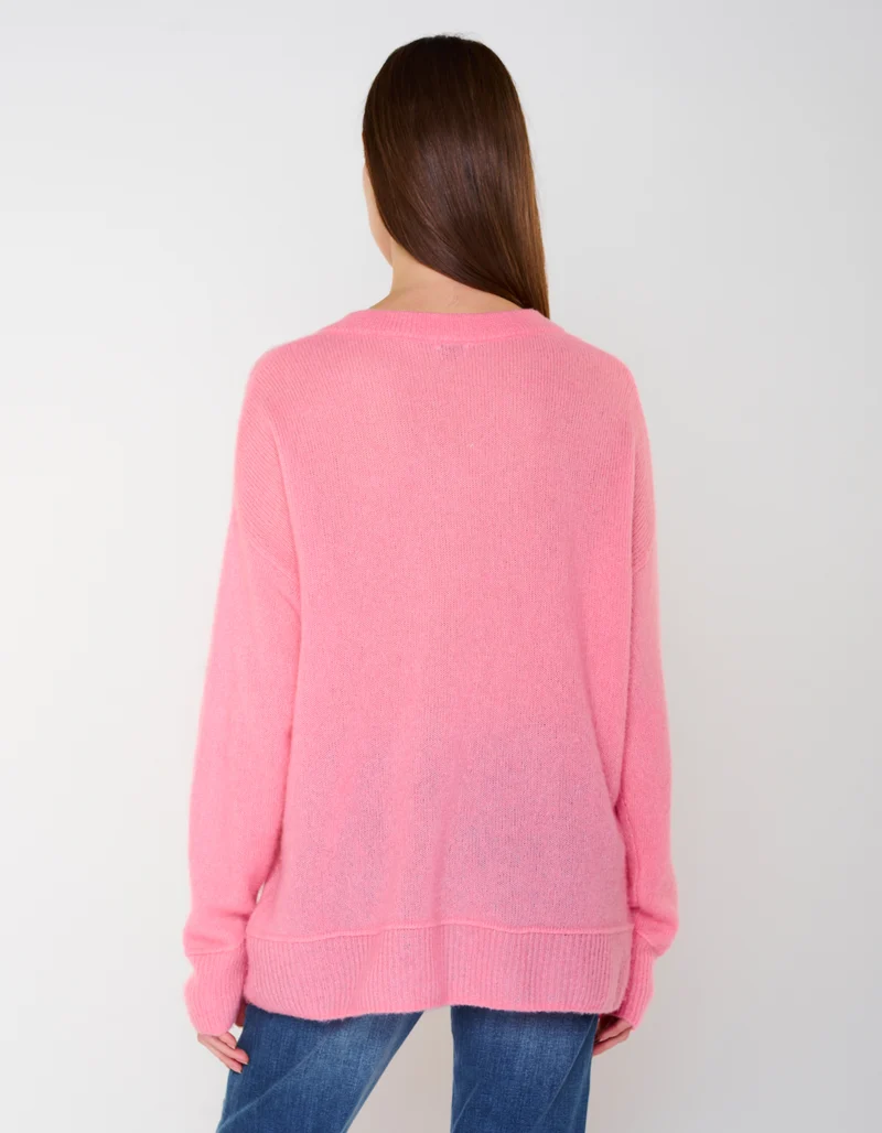 Oversize Kaschmir-Seiden-Pullover Amara mit V-Ausschnitt
