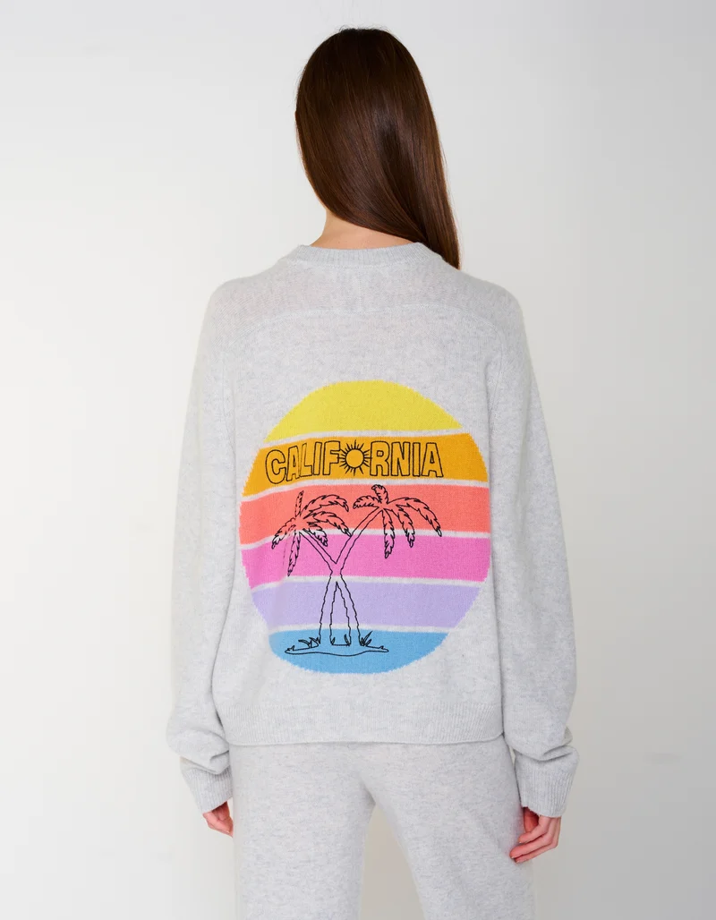 Merinowoll-Kaschmir-Pullover MC California Crew mit Stickerei
