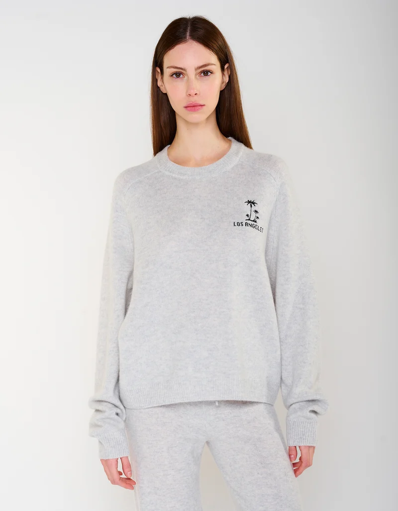 Merinowoll-Kaschmir-Pullover MC California Crew mit Stickerei