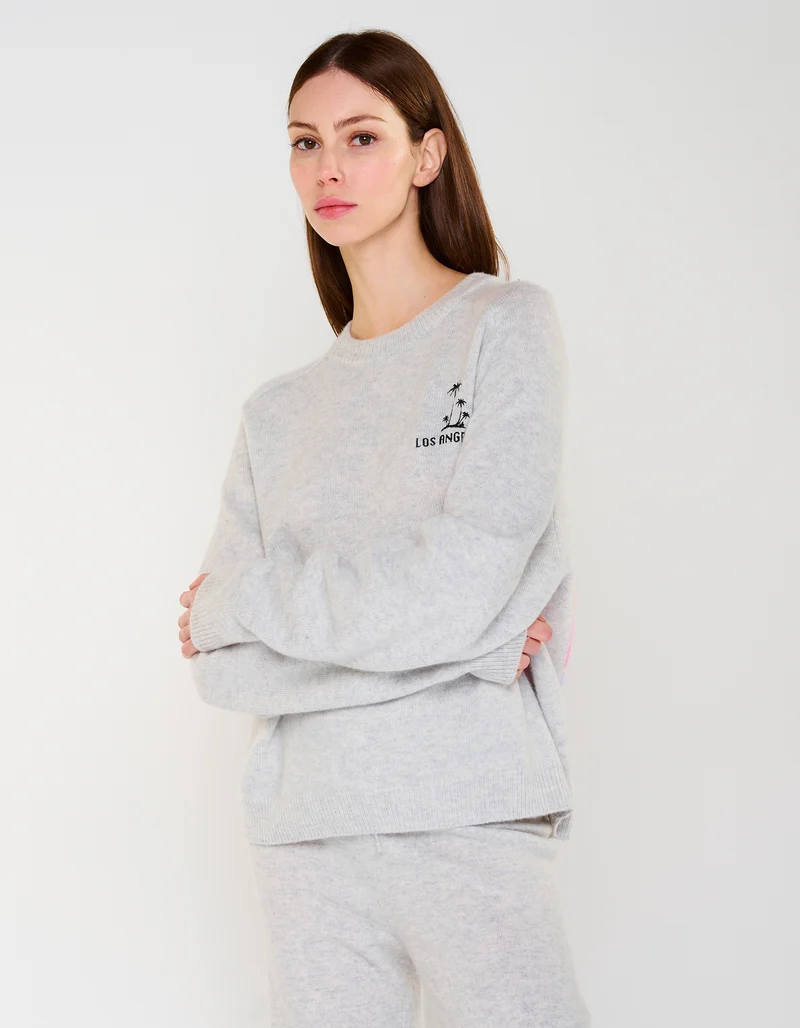 Merinowoll-Kaschmir-Pullover MC California Crew mit Stickerei