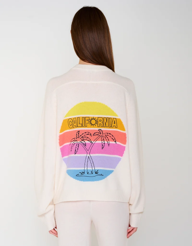 Merinowoll-Kaschmir-Pullover MC California Crew mit Stickerei