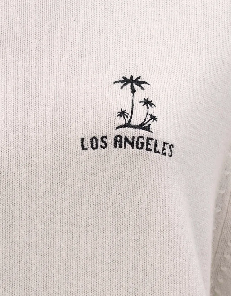 Merinowoll-Kaschmir-Pullover MC California Crew mit Stickerei