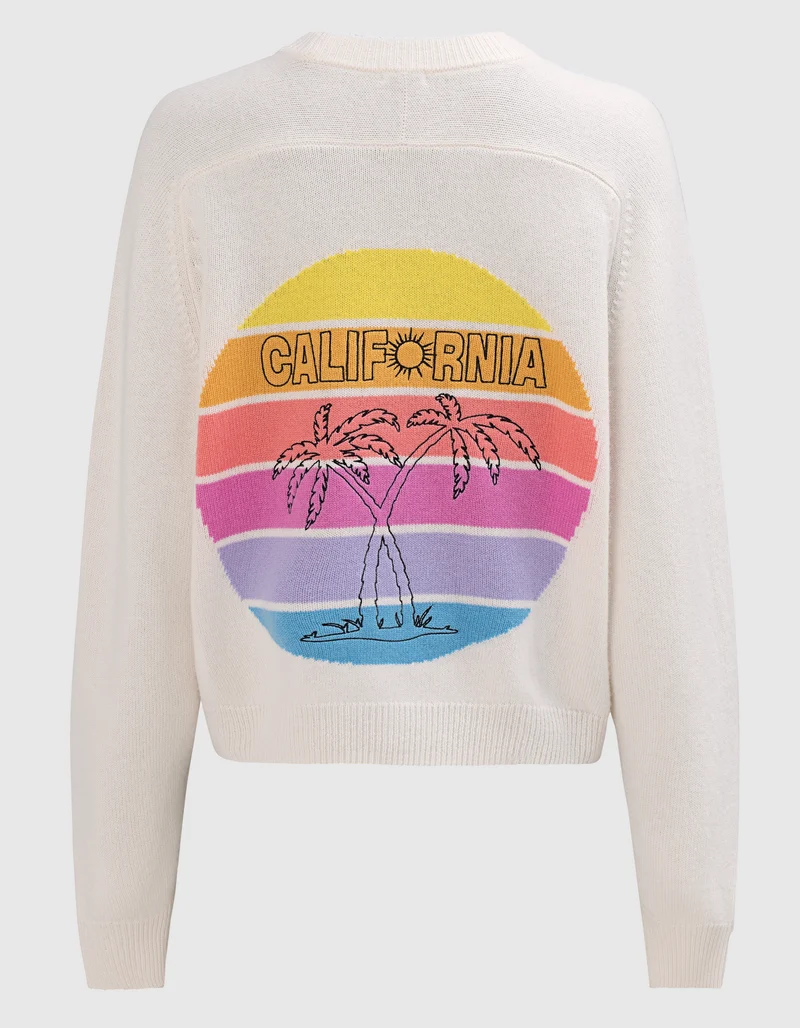 Merinowoll-Kaschmir-Pullover MC California Crew mit Stickerei