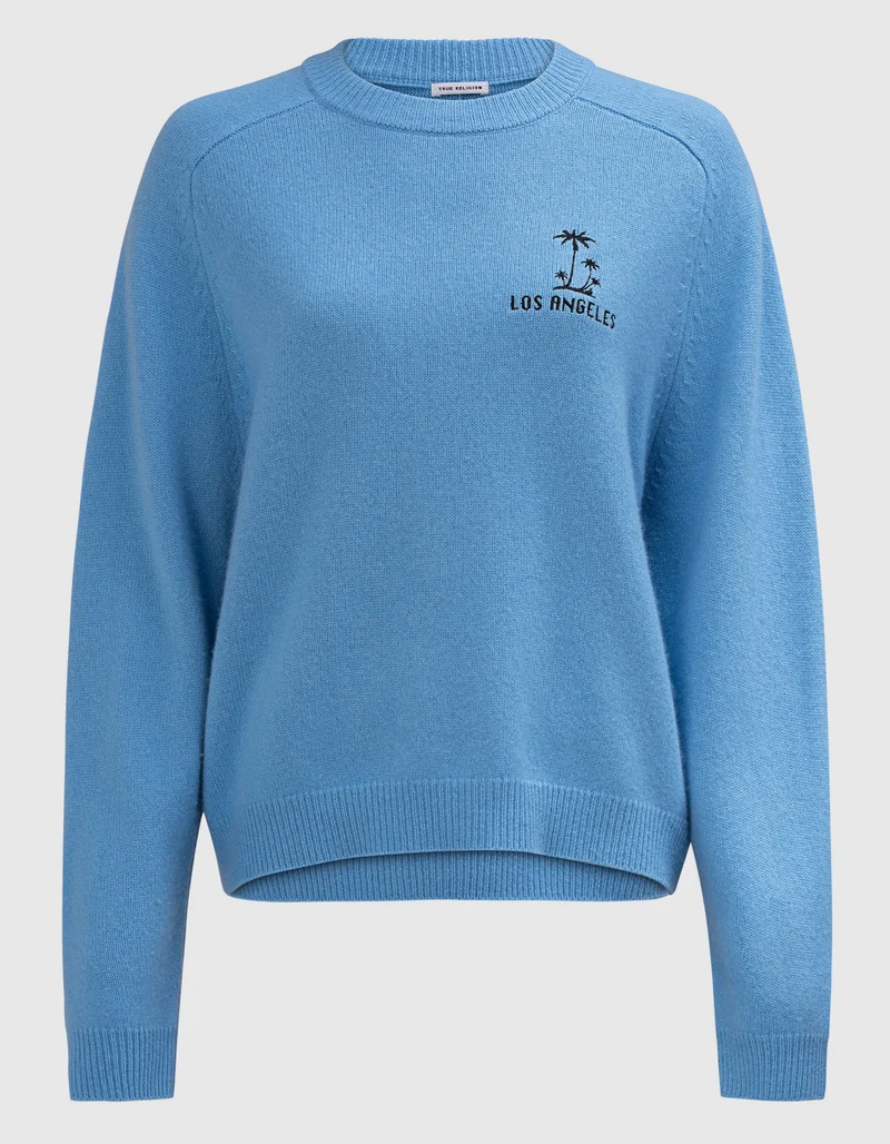 Merinowoll-Kaschmir-Pullover MC California Crew mit Stickerei