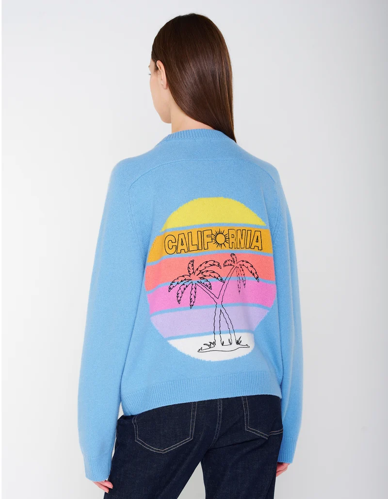 Merinowoll-Kaschmir-Pullover MC California Crew mit Stickerei