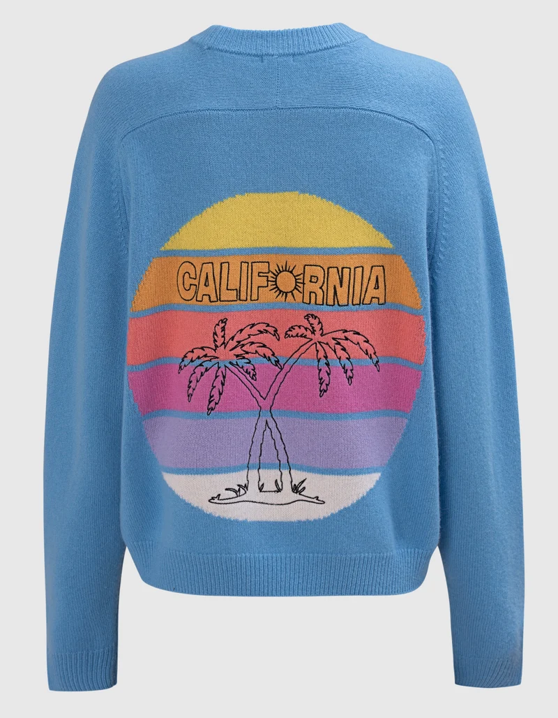Merinowoll-Kaschmir-Pullover MC California Crew mit Stickerei