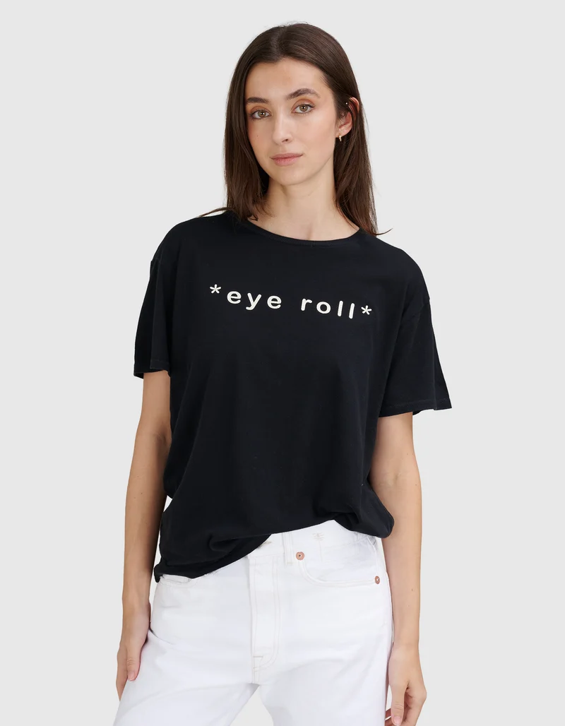 Bedrucktes T-Shirt Eye-Roll mit Kaschmir-Anteil