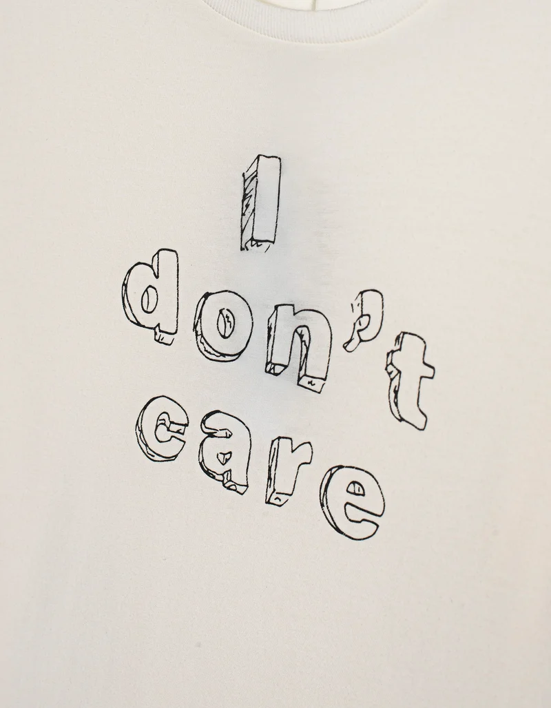Bedrucktes T-Shirt I don't care Relaxed mit Kaschmir-Anteil