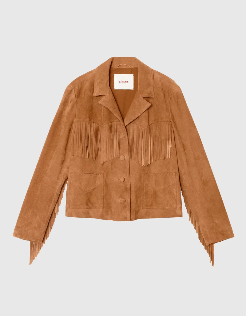 Veloursleder-Jacke Bronco mit Fransen-Details