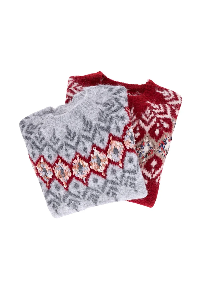 Splash of Color Strickpullover Norwegermuster