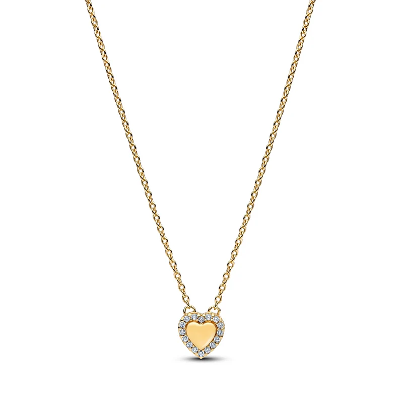 Pandora Timeless Gold Plated Sparkling Heart Halo Necklace 364364C01-45
