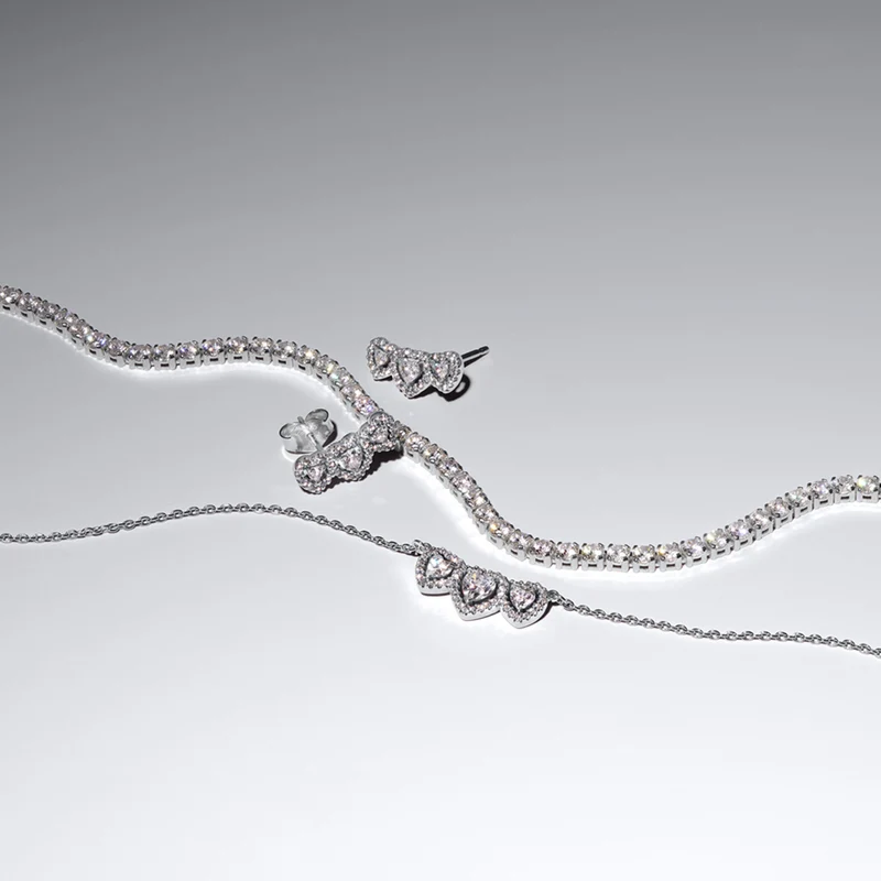 Pandora Timeless 925 Sterling Silver Halo Heart Trilogy Necklace 394412C01-45