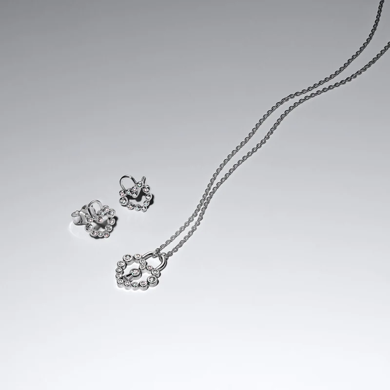 Pandora Moments 925 Sterling Silver Sparkling Heart Padlock Necklace With Pendant 394416C01-50