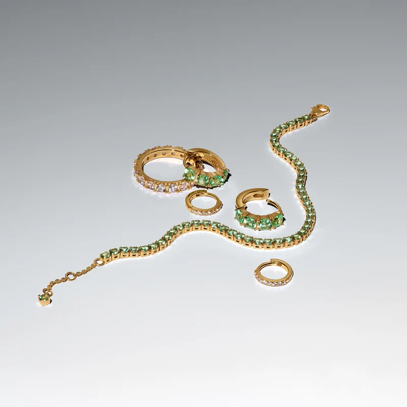 Pandora Timeless Gold Plated Sparkling Green Tennis Bracelet 561469C02-18