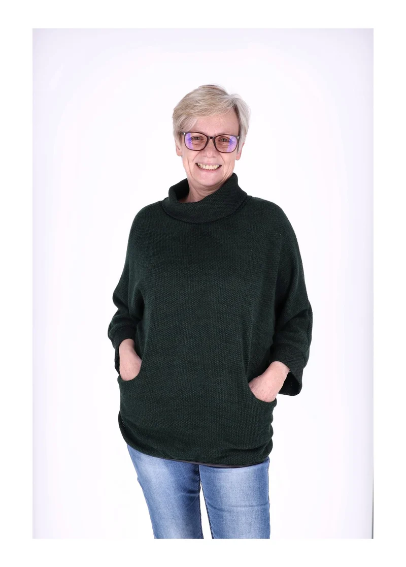 Damen Shirt mit Rollkragen in Flaschengrün
