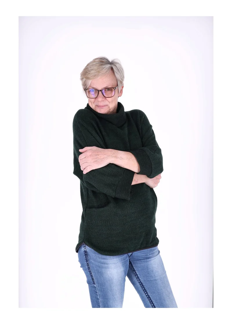 Damen Shirt mit Rollkragen in Flaschengrün
