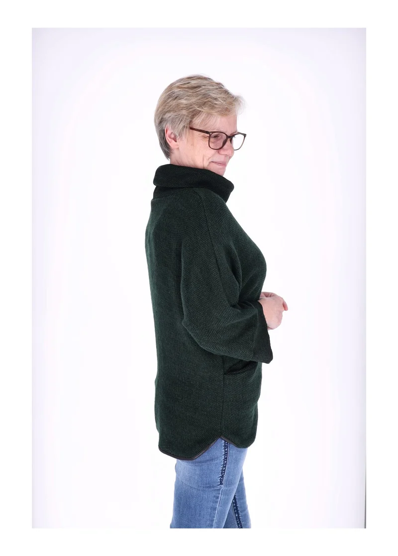 Damen Shirt mit Rollkragen in Flaschengrün