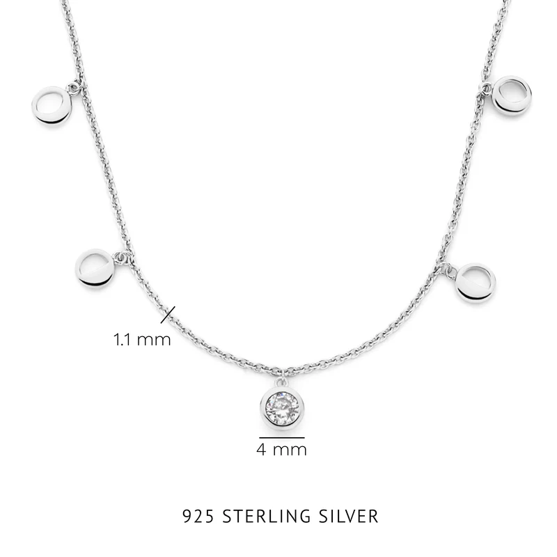 Violet Hamden Luna 925 Sterling Silberne Halskette mit Monden und Weißem Zirkonia-Stein VH340039