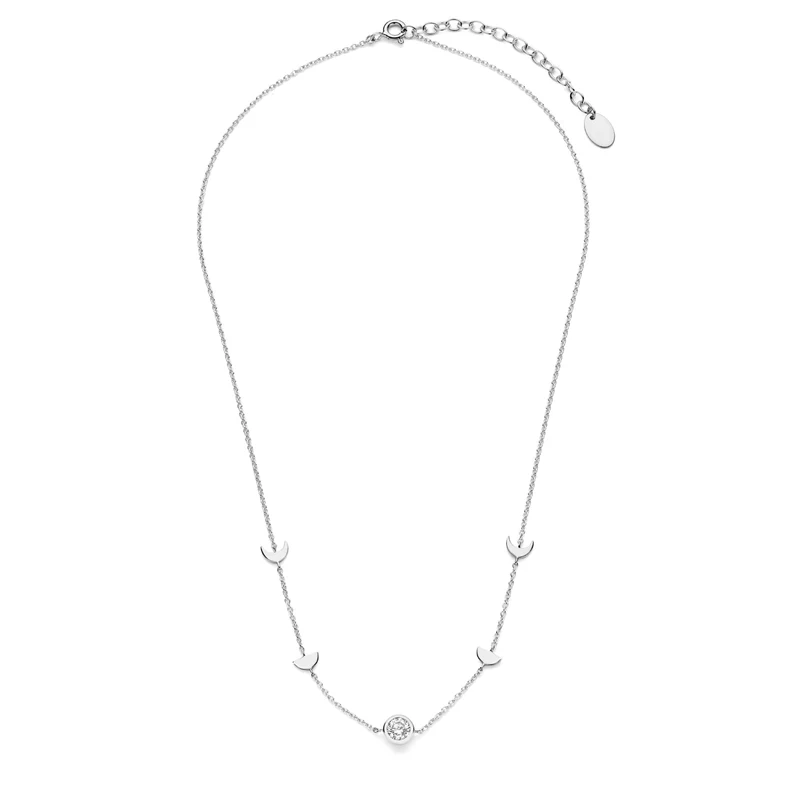 Violet Hamden Luna 925 Sterling Silberne Halskette mit Monden und Weißem Zirkonia-Stein VH340043