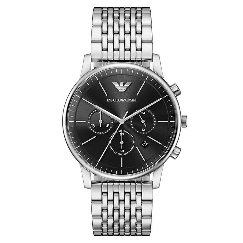 Emporio Armani Round Black Dial Watch AR11772