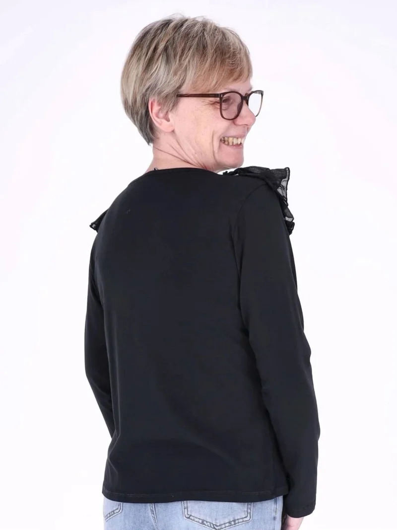Damen Shirt mit Rüschen und V-Ausschnitt – feminin & vielseitig
